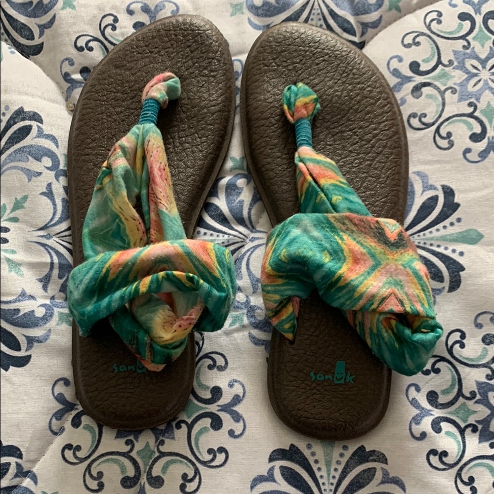 Sanuk Brown and Multicolor Yoga Sling  Sandals